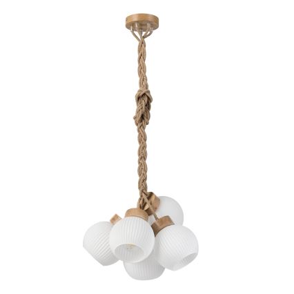 Pendel på ledning LOOMIS 5xE27/15W/230V 130 cm beige/egetræ