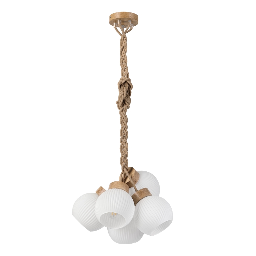 Pendel på ledning LOOMIS 5xE27/15W/230V 130 cm beige/egetræ