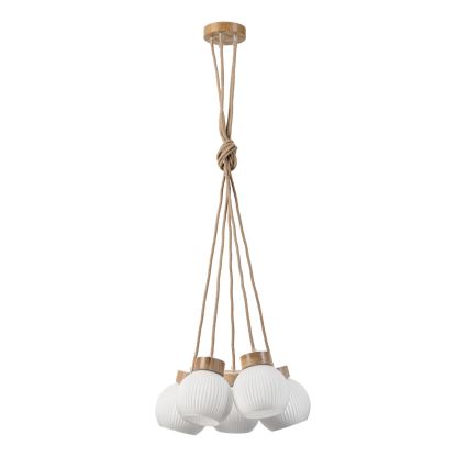 Pendel på ledning LOOMIS 5xE27/15W/230V 130 cm beige/egetræ