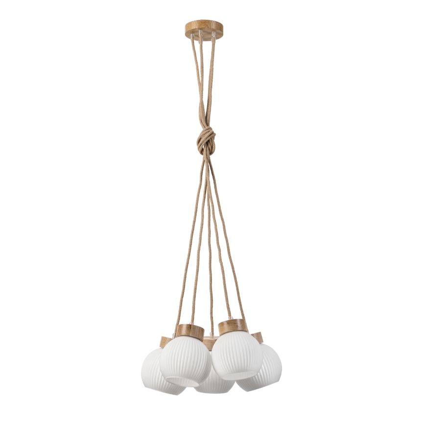 Pendel på ledning LOOMIS 5xE27/15W/230V 130 cm beige/egetræ