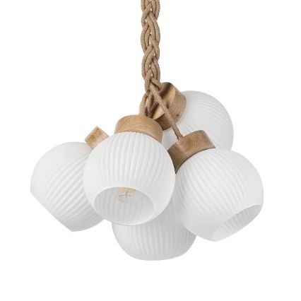Pendel på ledning LOOMIS 5xE27/15W/230V 130 cm beige/egetræ