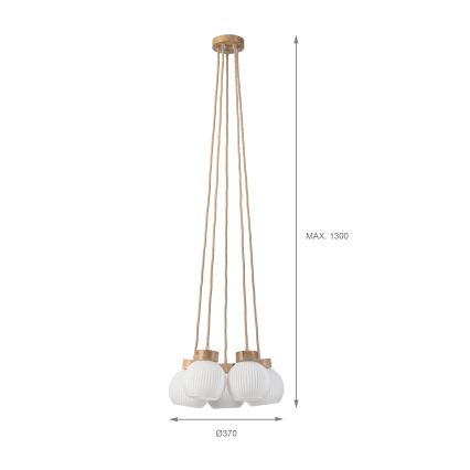 Pendel på ledning LOOMIS 5xE27/15W/230V 130 cm beige/egetræ