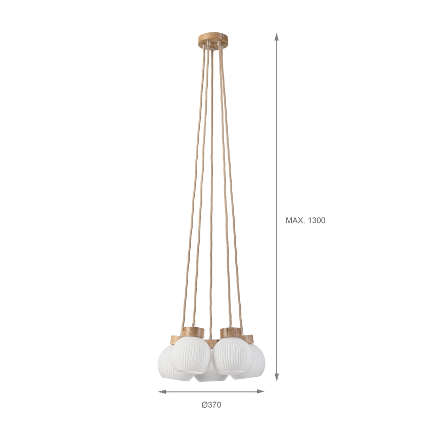 Pendel på ledning LOOMIS 5xE27/15W/230V 130 cm beige/egetræ