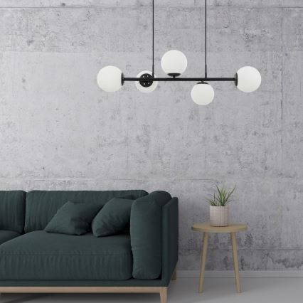 Pendel på ledning MADDIE 5xE14/5W/230V sort