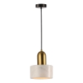 Pendel på ledning MARBLE 1xE27/60W/230V, guld/hvid med marmordekor
