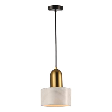 Pendel på ledning MARBLE 1xE27/60W/230V, guld/hvid med marmordekor