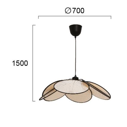 Pendel på ledning MARGARET 1xE27/40W/230V sort/beige
