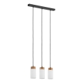 Pendel på ledning MARKUS 3xE27/15W/230V sort/eg