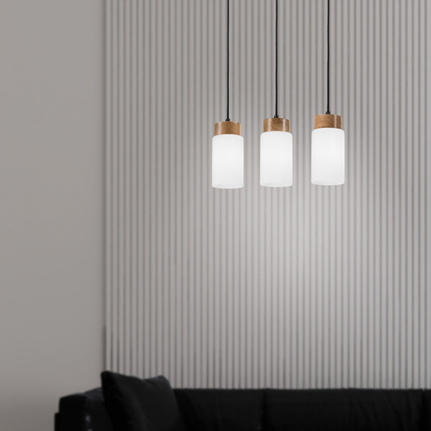 Pendel på ledning MARKUS 3xE27/15W/230V sort/eg