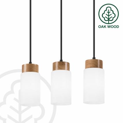 Pendel på ledning MARKUS 3xE27/15W/230V sort/eg