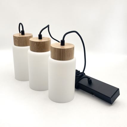 Pendel på ledning MARKUS 3xE27/15W/230V sort/eg