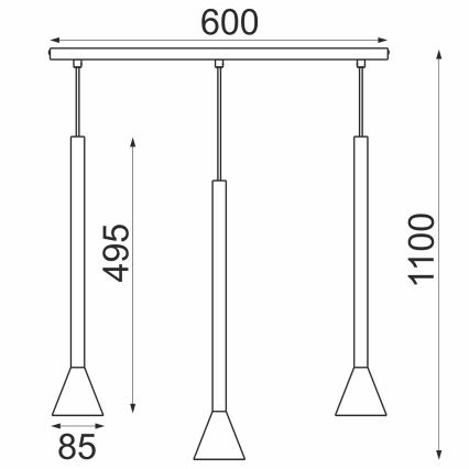 Pendel på ledning MAZZO 3xGU10/8W/230V sort