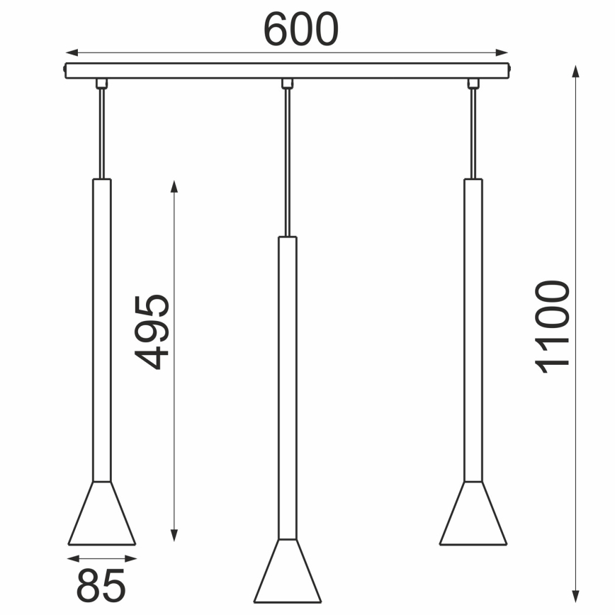 Pendel på ledning MAZZO 3xGU10/8W/230V sort