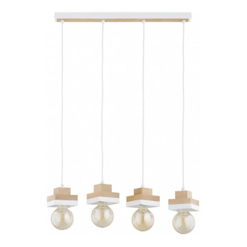 Pendel på ledning MIKO 4xE27/15W/230V hvid/beige