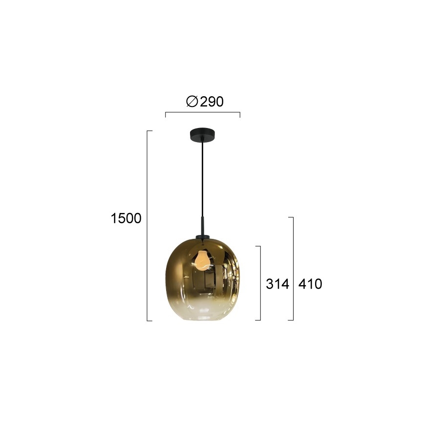 Pendel på ledning MIRROR 1xE27/14W/230V røgfarvet guld