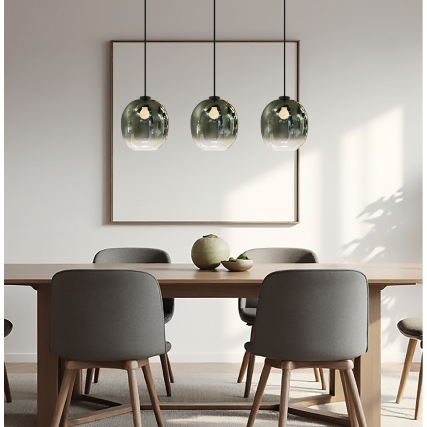 Pendel på ledning MIRROR 3xE27/14W/230V røget sort