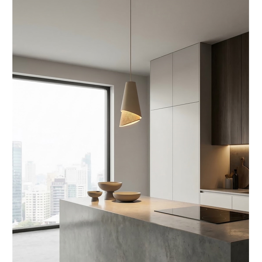 Pendel på ledning MODA 1xE27/15W/230V beige/rattan