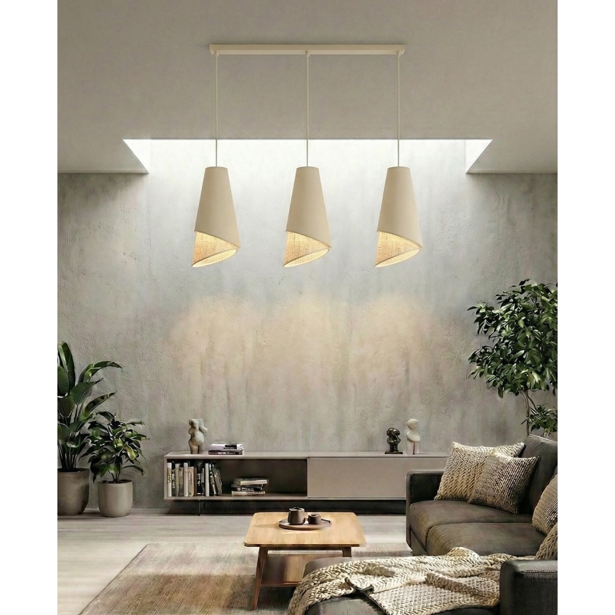 Pendel på ledning MODA 3xE27/15W/230V beige/rattan