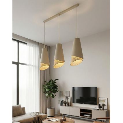 Pendel på ledning MODA 3xE27/15W/230V beige/rattan
