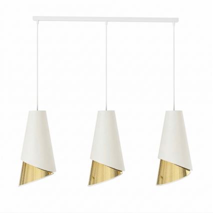 Pendel på ledning MODA 3xE27/15W/230V hvid/guld