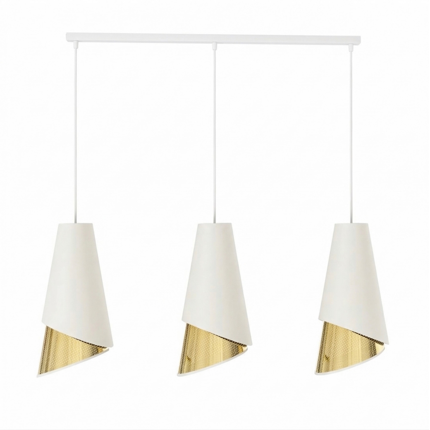 Pendel på ledning MODA 3xE27/15W/230V hvid/guld