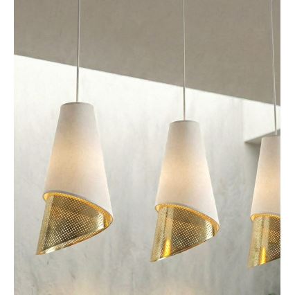 Pendel på ledning MODA 3xE27/15W/230V hvid/guld