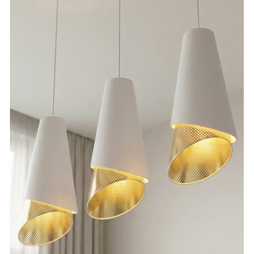 Pendel på ledning MODA 3xE27/15W/230V hvid/guld