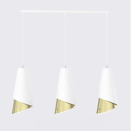 Pendel på ledning MODA 3xE27/15W/230V hvid/guld