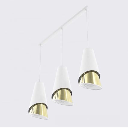 Pendel på ledning MODA 3xE27/15W/230V hvid/guld