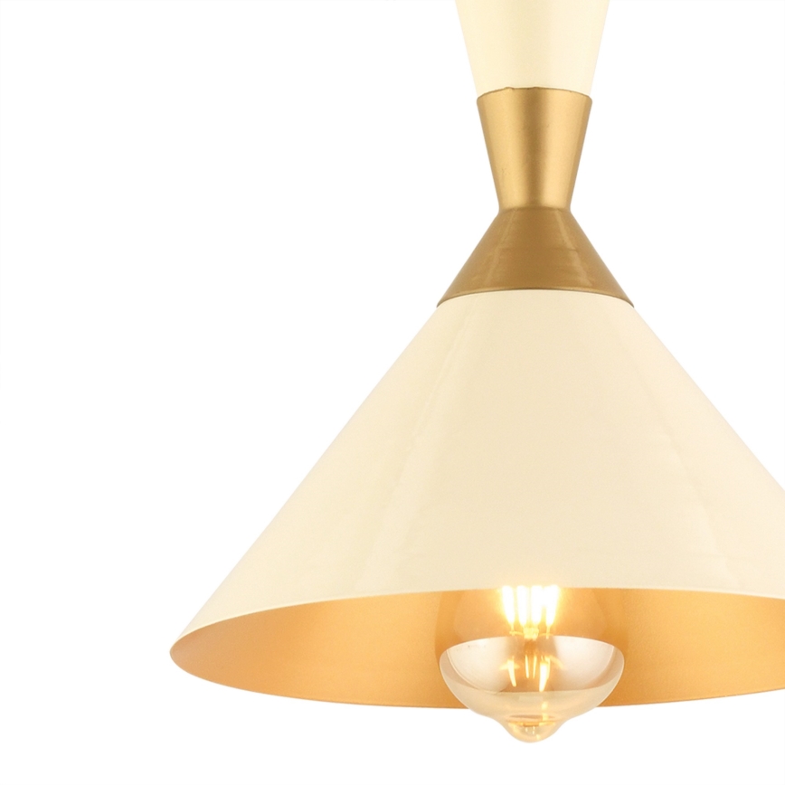 Pendel på ledning MONZA 1xE27/40W/230V Ø 25 cm creme/guld