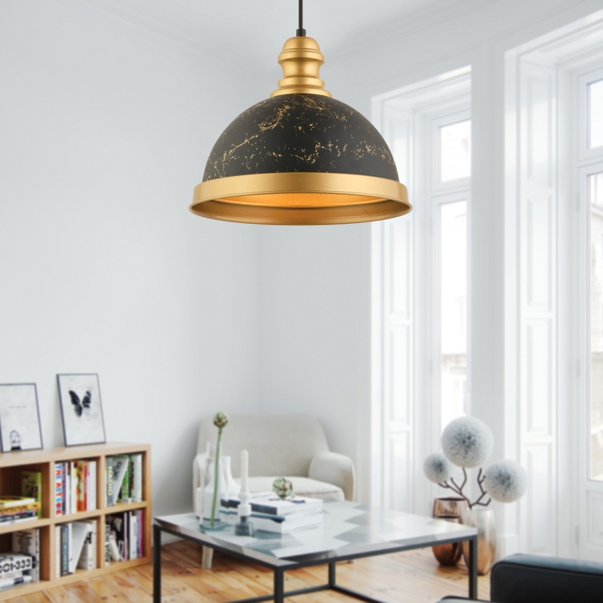 Pendel på ledning MONZA 1xE27/40W/230V Ø 29 cm sort/bronze