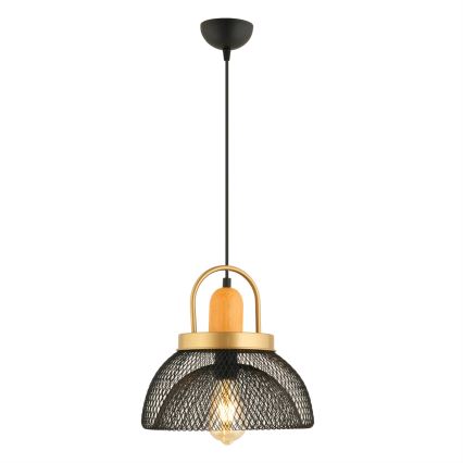Pendel på ledning MONZA 1xE27/40W/230V Ø 29 cm sort/guld