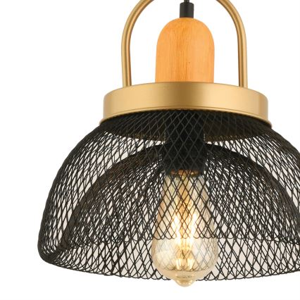 Pendel på ledning MONZA 1xE27/40W/230V Ø 29 cm sort/guld