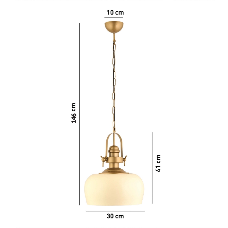 Pendel på ledning MONZA 1xE27/40W/230V Ø 30 cm cremefarvet/bronze