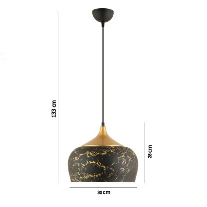 Pendel på ledning MONZA 1xE27/40W/230V Ø 30 cm sort/bronze