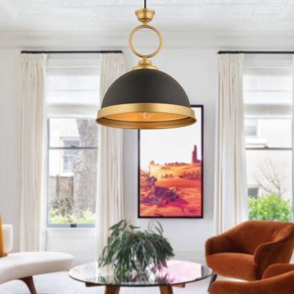 Pendel på ledning MONZA 1xE27/40W/230V Ø 30 cm sort/bronze