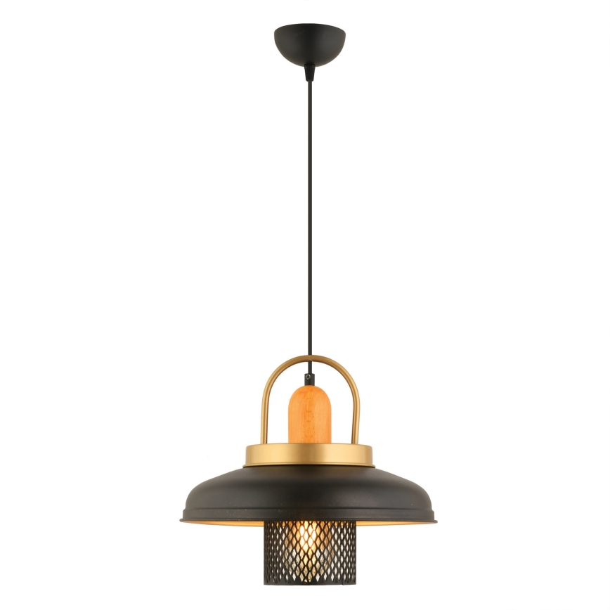 Pendel på ledning MONZA 1xE27/40W/230V Ø 32 cm sort/guld