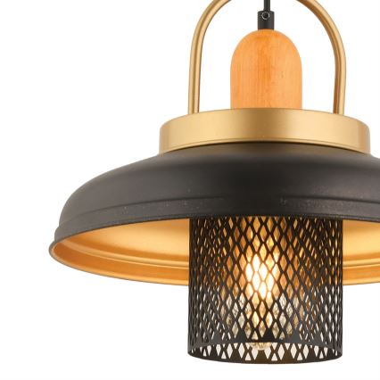 Pendel på ledning MONZA 1xE27/40W/230V Ø 32 cm sort/guld