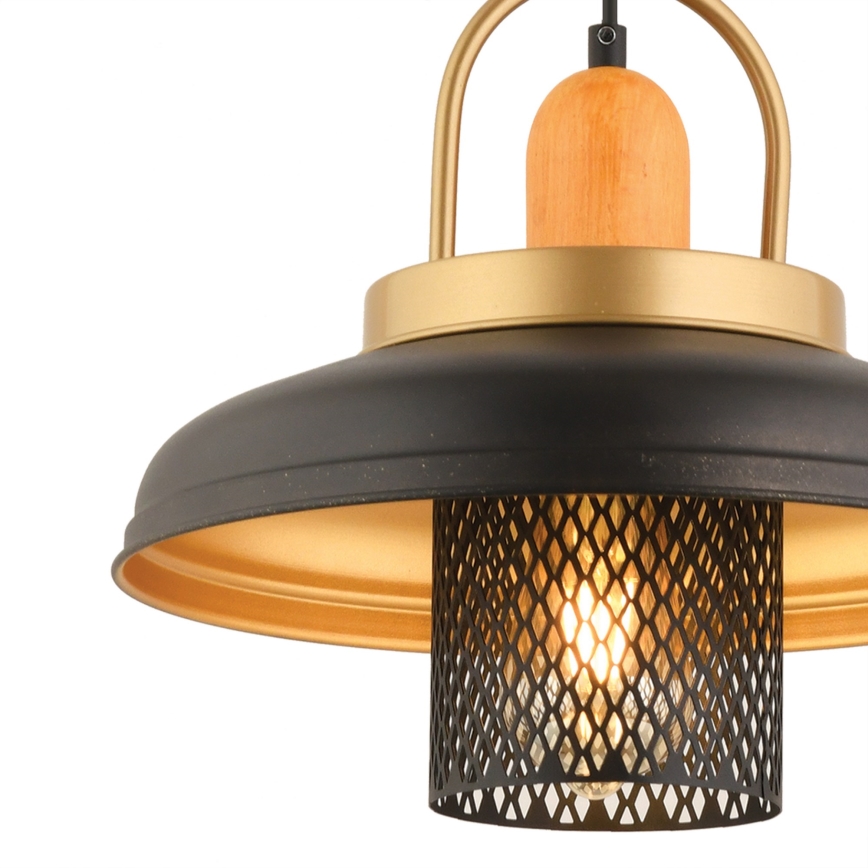 Pendel på ledning MONZA 1xE27/40W/230V Ø 32 cm sort/guld