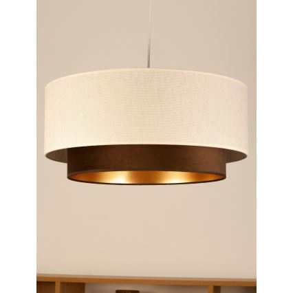 Pendel på ledning NATIA 1xE27/60W/230V Ø 45 cm hvid/brun