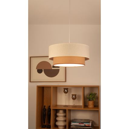 Pendel på ledning NATIA 1xE27/60W/230V, Ø 45 cm, hvid/brun