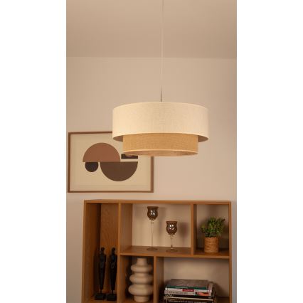 Pendel på ledning NATIA 1xE27/60W/230V Ø 45 cm hvid/brun