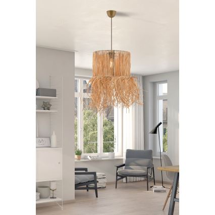 Pendel på ledning NESS 1xE27/40W/230V raffia