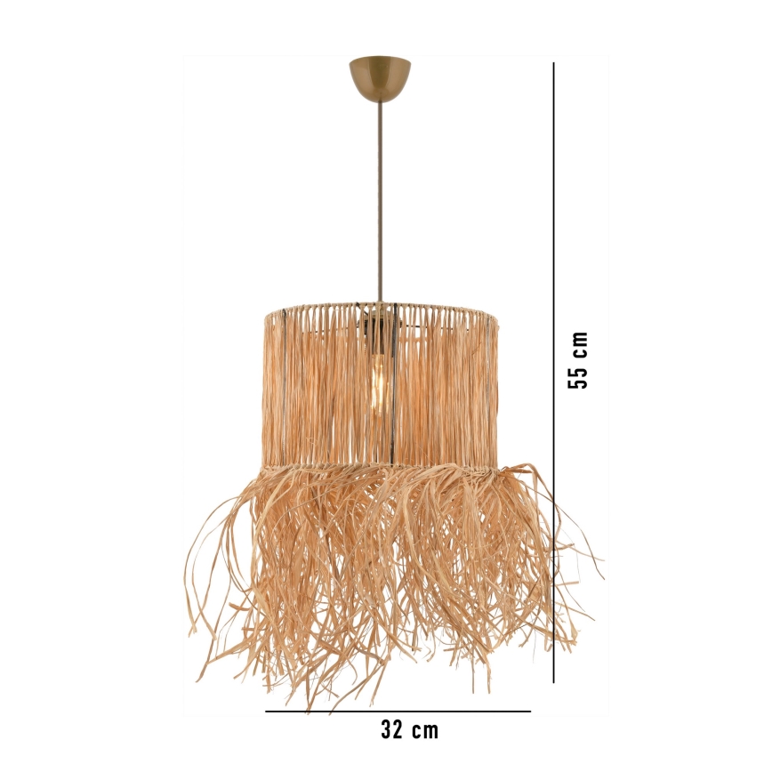 Pendel på ledning NESS 1xE27/40W/230V raffia