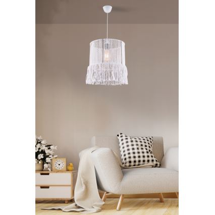 Pendel på ledning NESS MACRAME 1xE27/40W/230V hvid