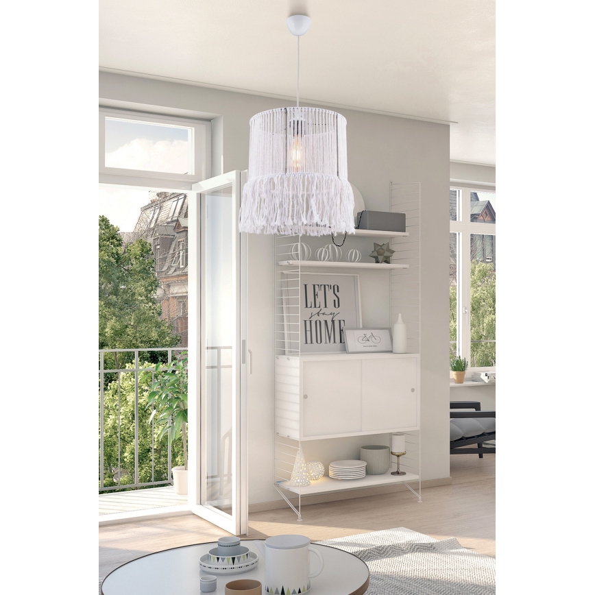 Pendel på ledning NESS MACRAME 1xE27/40W/230V hvid