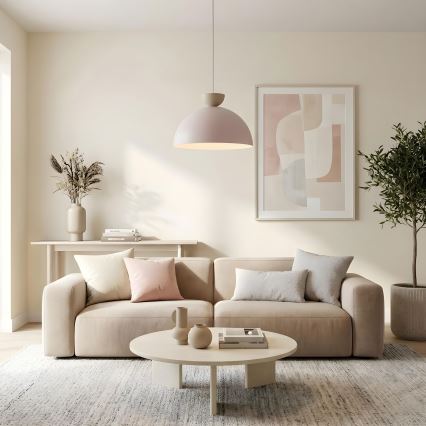 Pendel på ledning NEVIS 1xE27/15W/230V Ø 50 cm cremefarvet