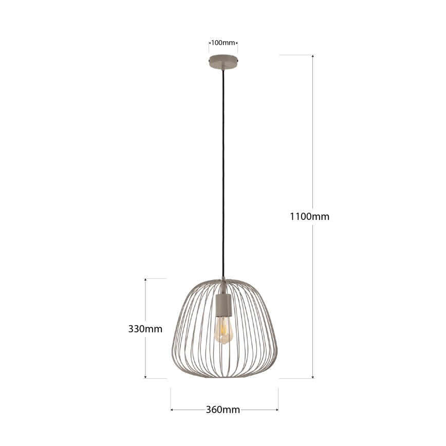Pendel på ledning OVELLA 1xE27/15W/230V Ø 36 cm beige