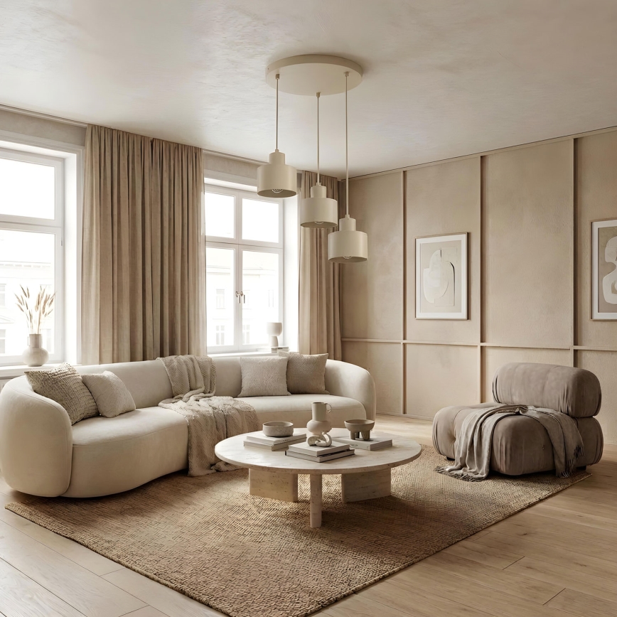 Pendel på ledning PARKLA 3xE27/15W/230V beige