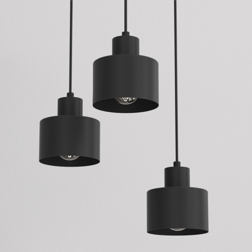 Pendel på ledning PARKLA 3xE27/15W/230V, sort